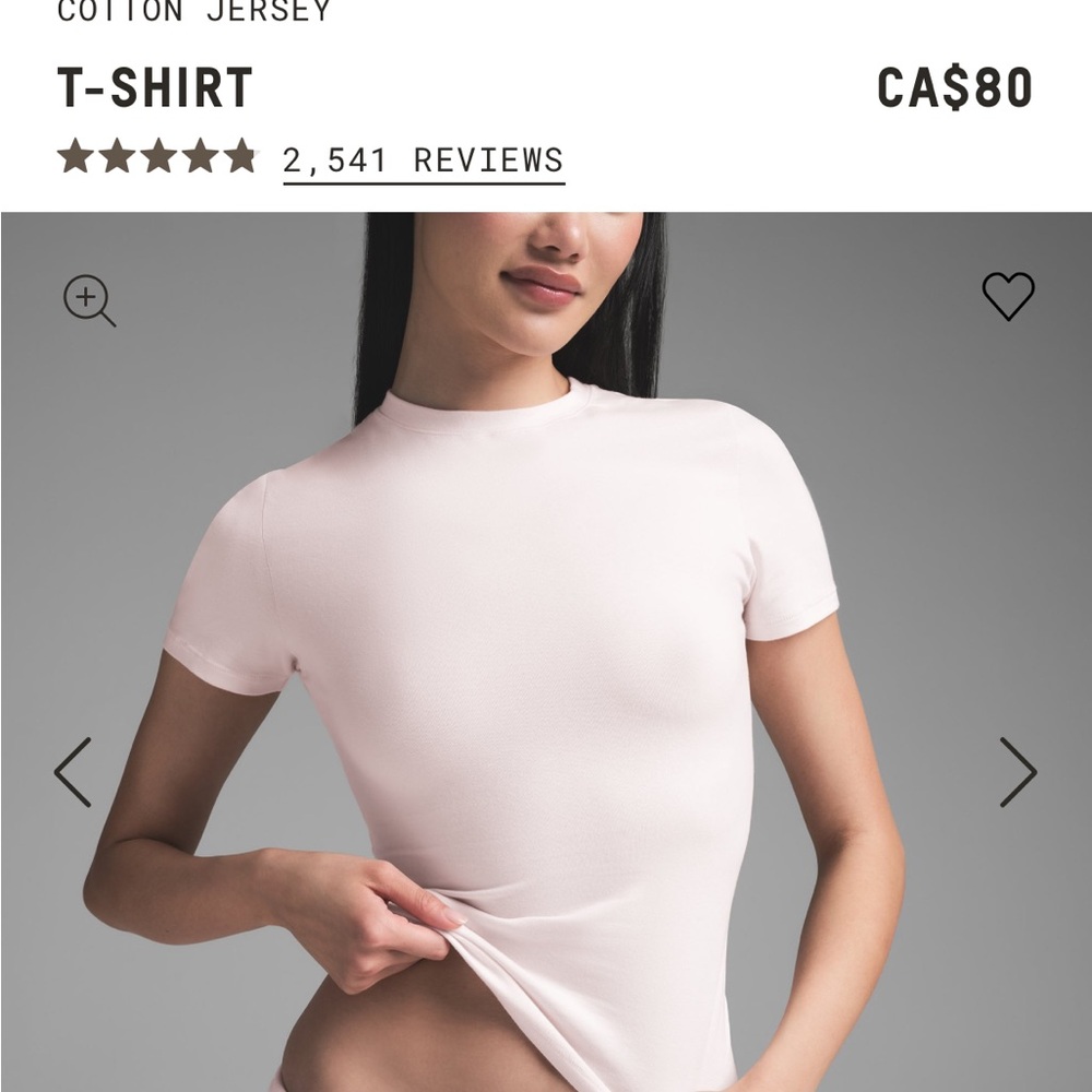 SKIMS Pink Fitted Crew Neck Short Sleeve Tee